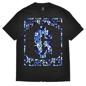 Goth Money Records Blue Camo Box Logo Tee - Black
